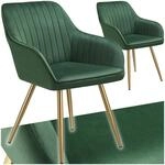 tectake&reg; Esszimmerstuhl, gepolstert, in Samtoptik, gesteppt, schlanke, goldene