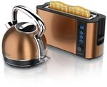 Arendo Fr&uuml;hst&uuml;cks-Set Edelstahl Wasserkocher 1,7l, 2-Scheiben Langschlitz Toaster,
