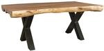 Esszimmertisch &ndash; Akazie Massivholz 200x100x77 cm X-Gestell Natur Schwarz