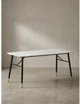 Esstisch Marmoroptik Metall Rechteckig Modern Klein, Wei&szlig; 180x90x76 cm