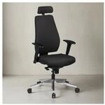 B&uuml;rostuhl Schwarz Stoff drehbar mit Kopfst&uuml;tze, Synchronmechanik und Wippfunktion