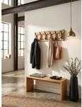Wandgarderobe Akazie Massivholz Metall Modern 100x29x12,5 cm mit Hakenleiste