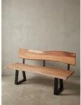 Esszimmerbank Massivholz Baumkante mit Lehne, Akazie 160x60x84 cm