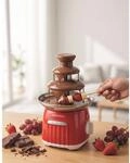 GOURMETmaxx Schokoladenbrunnen 70W rot/wei&szlig; Retro