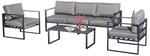 KRETA II Lounge-Set in Hellgrau: Sofa, Sessel & Tisch aus Aluminium