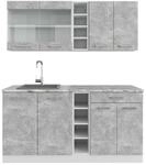 Vicco K&uuml;chenzeile K&uuml;chenblock Einbauk&uuml;che R-Line Single Wei&szlig; Beton 160 cm
