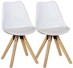 Esszimmerstuhl 2er Set Kunstleder mit Holzgestell Retro Skandinavisch...
