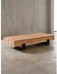 Couchtisch Braun-Schwarz Akazie Massivholz Metall 130x59x25cm Modern Rechteckig