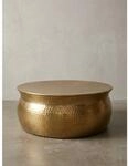 Couchtisch orientalisch rund, flacher Hammerschlag, Metall, Gold 75x75x31 cm