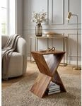 Beistelltisch &ndash; Massivholz X-Form 43x60x30 cm mit Ablagen