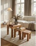 Beistelltisch 3er Set Massivholz Landhausstil MUMBAI, Akazie 36x50x45 cm