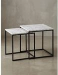 Beistelltisch Set &ndash; 2-teilig Marmoroptik Wei&szlig; Metall Schwarz modern
