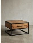 Couchtisch Massivholz Metall Industrial Design 65x38x65cm Braun