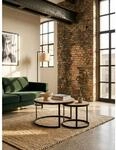 Couchtisch 2er Set Massivholz Metall Rund, Akazie 60x60x41 cm