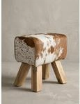 Sitzhocker &ndash; Ziegenfell, 40x30x47 cm, Turnbock-Design, Braun/Wei&szlig;