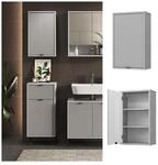 Vicco H&auml;ngeschrank f&uuml;r Badezimmer, Eliza 40 x 65 cm, Grau, T&uuml;r, moderne Badserie