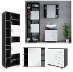 VICCO Badm&ouml;bel Set ILIAS Wei&szlig; Anthrazit Spiegel Kommode Unterschrank Badschrank