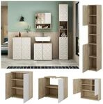 Vicco Badm&ouml;bel-Set Badezimmer-M&ouml;bel Bad-Schrank Edge Eiche Wei&szlig; modern