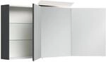 Spiegelschrank 140cm inkl. Design LED-Lampe und Glasb&ouml;den weiss hochglanz
