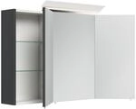 Spiegelschrank 100cm inkl. Design LED-Lampe und Glasb&ouml;den weiss hochglanz