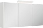 Spiegelschrank 140cm inkl. Design LED-Lampe und Glasb&ouml;den weiss hochglanz