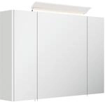 Spiegelschrank 90cm inkl. Design LED-Lampe und Glasb&ouml;den weiss hochglanz