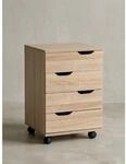 Rollcontainer &ndash; Sonoma, 40x60x40 cm, 3 Schubladen, Rollen, f&uuml;r B&uuml;ro