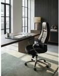 B&uuml;rostuhl Echtleder mit hoher R&uuml;ckenlehne und Kopfst&uuml;tze AUSTIN, Schwarz 70x68x130