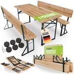 JUSKYS&reg; Bierzeltgarnitur Kempten - Natur/Gr&uuml;n, klappbar mit ergonomischer