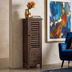 Kommode Schrank, 90x30x25cm, Shabby-Look, Vintage ~ braun