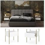 Vicco Nachtschrank Mira Wei&szlig; Gold 40 x 50 cm 2er Set Ablage Nachtkommode modern