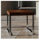 Beistelltisch Massivholz Metallgestell Landhausstil GUNA, Dunkelbraun 45x45x40...