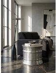 Couchtisch rund in Silber, Aluminium, orientalisches Design, 62x41x62cm