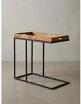 Beistelltisch &ndash; Massivholz Natur Metallgestell 70x65x34 cm
