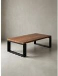 Couchtisch Braun, Massivholz und Metallgestell, Modernes Design, 115x35x60 cm,