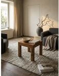 Beistelltisch Massivholz Landhausstil Design MUMBAI, Dunkelbraun 45x45x40 cm