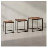Satztisch Set &ndash; 3-teilig Massivholz Metall Eckig platzsparend