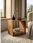 Beistelltisch Massivholz Cube Regal Landhausstil MUMBAI, Akazie 33x43x43 cm