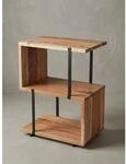 Beistelltisch &ndash; Akazie Metall S-Form 45x60x30 cm