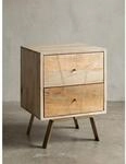 Nachttisch &ndash; Mango Massivholz, 40x56x40&nbsp;cm, hoch, 2 Schubladen, Landhausstil