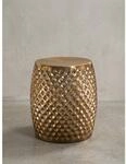 Beistelltisch &ndash; Rund Aluminium Gold Hammerschlag 32x42x32 cm orientalisch