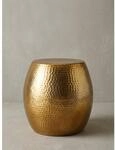 Beistelltisch Aluminium Rund Orientalisch Hammerschlag, Gold 42x42x42 cm
