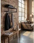 Wandgarderobe Metall Schwarz Modern 70x20x20 cm mit Ablage und Hutablage