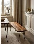 Esszimmerbank BAGLI Massivholz Landhausstil, Dunkelbraun 120x40x45 cm