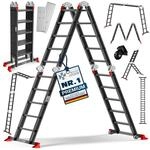 MASKO&reg; Leiter Aluminium Mehrzweckleiter 150 Kg belastbar, 6in1 multifunktional mit
