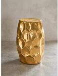 Beistelltisch Aluminium Orientalisch Rund Hammerschlag, Gold 30x29x47 cm