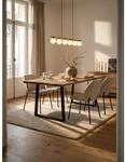 Esstisch Massivholz Metall Trapezgestell Baumkante Rechteckig, Akazie 140x80x76 cm
