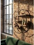 Wandregal Mango Massivholz Metall Industrial Stil Rund 70x70x18 cm