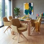6er-Set Esszimmerstuhl MCW-Q37, K&uuml;chenstuhl drehbar, Stoff (680g/m&sup2;) Chenille Holz