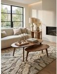 Couchtisch 2er Set Massivholz Nierenform Retro, Dunkelbraun 100x50x42 cm
